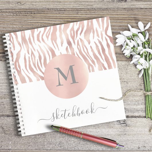 Roos Gold Animal Print Glam Monogram Sketchbook Notitieboek