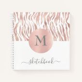 Roos Gold Animal Print Glam Monogram Sketchbook Notitieboek (Voorkant)