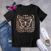 Roos Gold Anti-Social Butterfly Celestial Graphic Tri-Blend Shirt