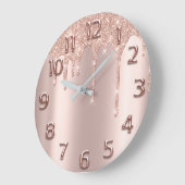 Roos Gold Arabisch getal Glitter Drip Blush Glitte Grote Klok (Hoek)