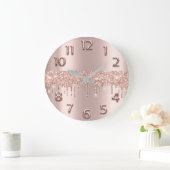 Roos Gold Arabisch getal Metallic Blush Glitter Grote Klok (Huis)