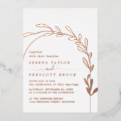 Roos Gold Arch Wedding Real Folie Uitnodiging (Voorkant)