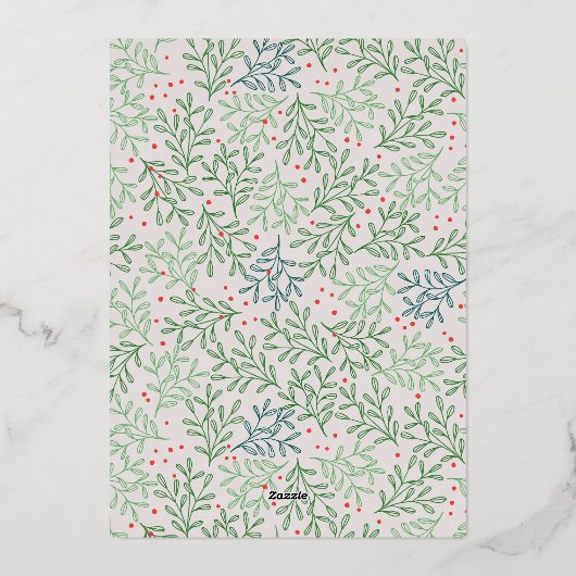 Roos Gold Arches 3 Photo Pine Lantern Kerstmis Folie Feestdagenkaart (Achterkant)