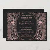 Roos Gold Art Deco Black Bachelorette Party Kaart (Voorkant / Achterkant)