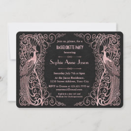 Roos Gold Art Deco Black Bachelorette Party Kaart