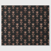 Roos Gold Art Deco Flowers op zwart Cadeaupapier (Vlak)
