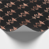 Roos Gold Art Deco Flowers op zwart Cadeaupapier (Hoek)