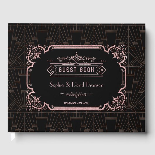  Roos Gold Art Deco Great Gatsby Wedding Gastenboek (Voorkant)
