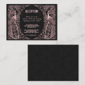 Roos Gold Art Deco Peacocks Black Receptie Informatiekaartje (Voorkant / Achterkant)