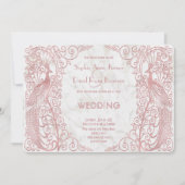 Roos Gold Art Deco Peacocks Weddenschap Kaart (Voorkant)