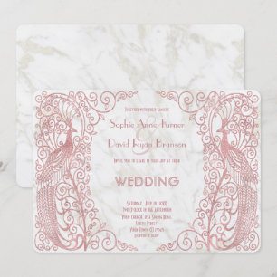 Roos Gold Art Deco Peacocks Weddenschap Kaart