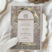 Roos Gold Art Nouveau Botanische bruiloft uitnodig Folie Uitnodiging