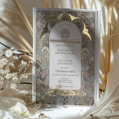 Roos Gold Art Nouveau Botanische bruiloft uitnodig Folie Uitnodiging