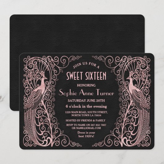 Roos Gold Art Peacocks 30e verjaardag Kaart (Voorkant / Achterkant)