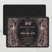 Roos Gold Art Peacocks 50e verjaardag Kaart (Voorkant / Achterkant)