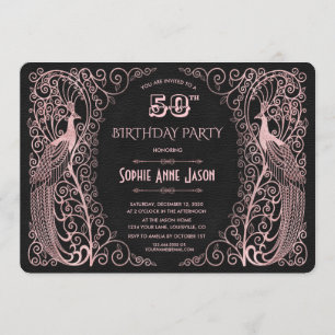 Roos Gold Art Peacocks 50e verjaardag Kaart