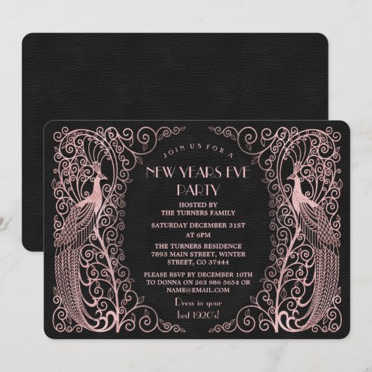 Roos Gold Art-spotjes Nieuwjaarsdag Kaart (Voorkant / Achterkant)