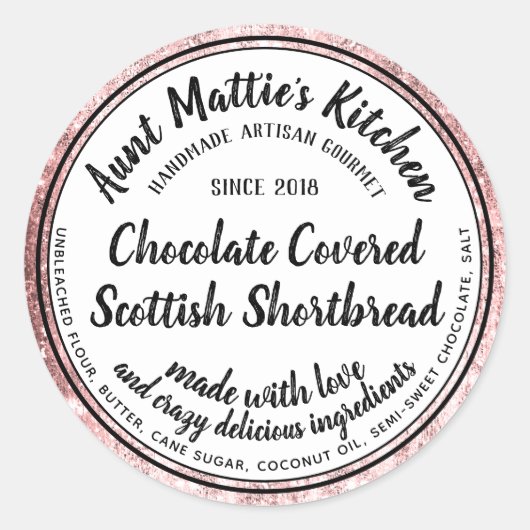 Roos Gold Artisan Gourmet Ingrediënten Etiket (Voorkant)