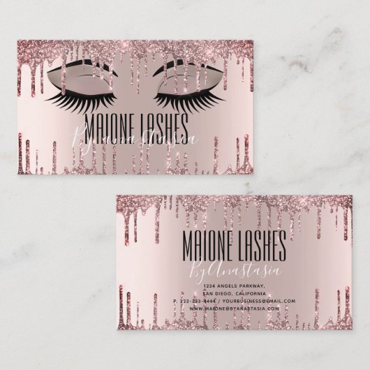 Roos Gold Artist Blush Makeup Lashes Glitter Drive Visitekaartje (Voorkant / Achterkant)