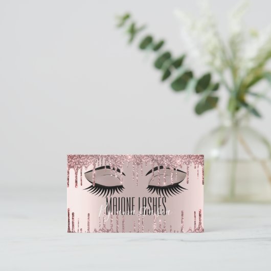 Roos Gold Artist Blush Makeup Lashes Glitter Drive Visitekaartje (Staand voorkant)