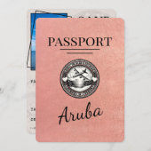 Roos Gold Aruba Passport Bewaar de datum Save The Date (Voorkant / Achterkant)