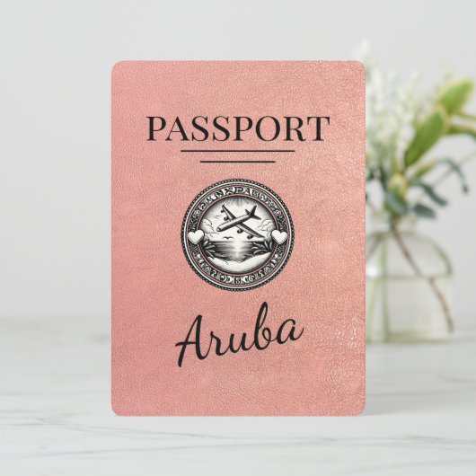 Roos Gold Aruba Passport Bewaar de datum Save The Date (Staand voorkant)