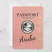 Roos Gold Aruba Passport Huwelijksuitnodiging Kaart (Achterkant)