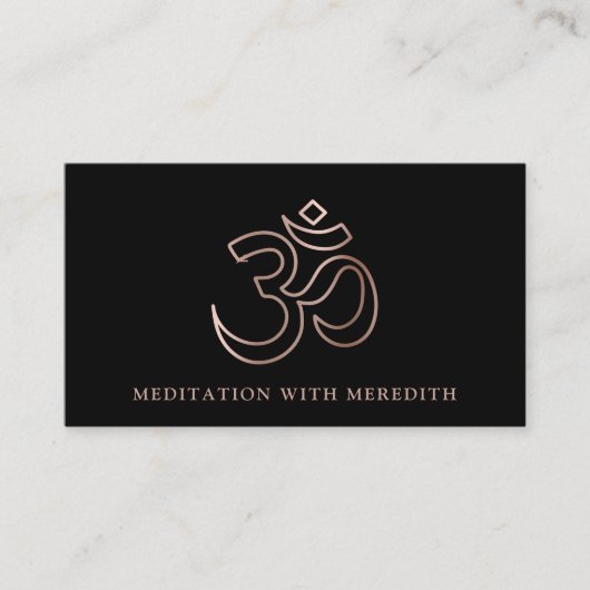 Roos Gold Aum om Symbool Meditation Teacher Black Visitekaartje (Voorkant)