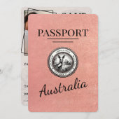 Roos Gold Australia Passport Bewaar de datum Save The Date (Voorkant / Achterkant)