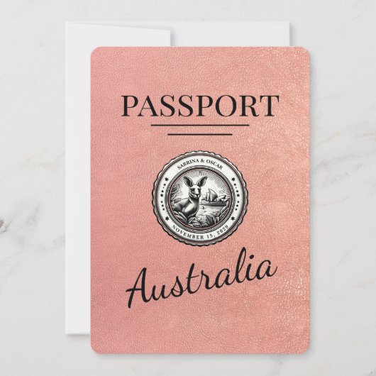 Roos Gold Australia Passport Bewaar de datum Save The Date (Voorkant)