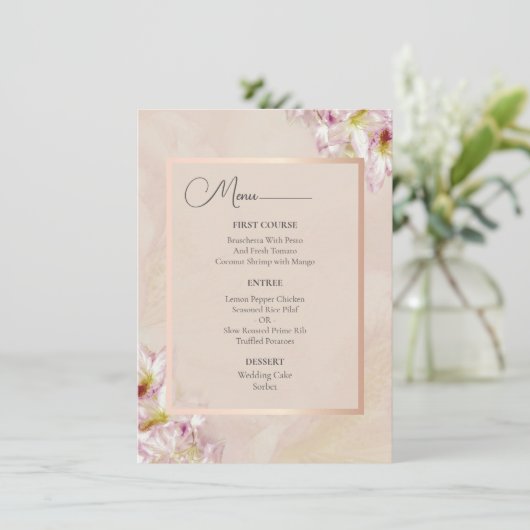 Roos Gold Azalea Wedding Menu (Staand voorkant)