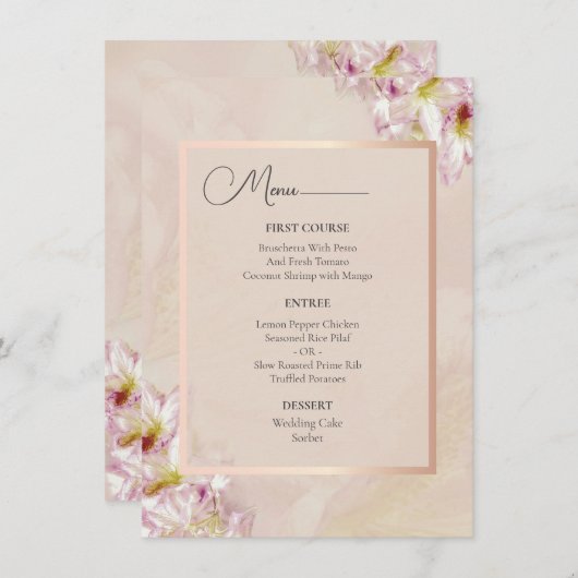 Roos Gold Azalea Wedding Menu (Voorkant / Achterkant)