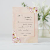 Roos Gold Azalea Wedding RSVP Kaartje (Staand voorkant)