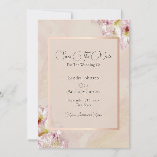 Roos Gold Azalea Wedding Save The Date (Voorkant)
