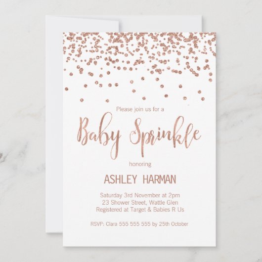 Roos Gold Baby Baby shower Uitnodiging (Voorkant)