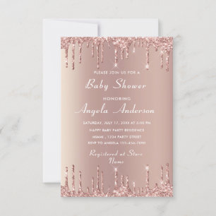 Roos Gold Baby Boy Shower Uitnodiging met QR-code