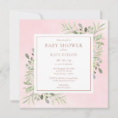 Roos Gold Baby Meisje Douche | Strooi groen Kaart (Voorkant)