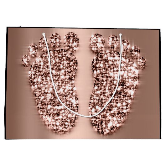 Roos Gold Baby shower Feet Boy Girl Favor Groot Cadeauzakje (Achterkant)