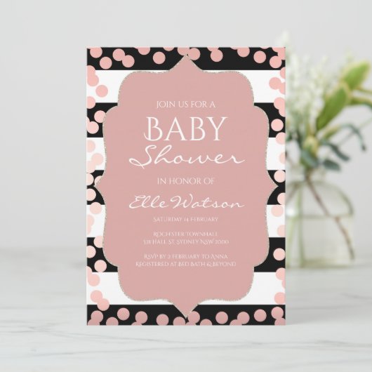 Roos Gold Baby shower Kaart (Staand voorkant)