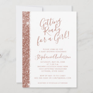 Roos Gold Baby shower Roze glitter Moderne Eenvoud Kaart