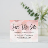 Roos Gold Baby shower sparen de datum Aankondigingskaart (Staand voorkant)