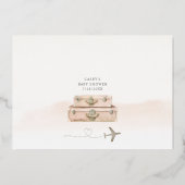 Roos Gold Baby shower Sprinkle Adventure Folie Uitnodiging (Achterkant)