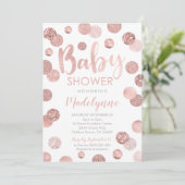 Roos Gold Baby shower uitnodiging Confetti Girl (Staand voorkant)
