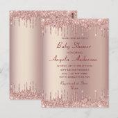 Roos Gold Baby shower Uitnodiging Kaart (Voorkant / Achterkant)