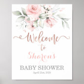 Roos gold Baby shower welkomstteken Poster (Voorkant)