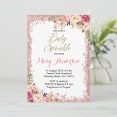 Roos Gold Baby Sprinkle Invitations Meisje Kaart (Staand voorkant)