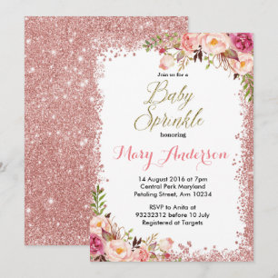 Roos Gold Baby Sprinkle Invitations Meisje Kaart