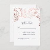Roos Gold Baby's Breath Bruiloft RSVP Kaarten (Voorkant / Achterkant)