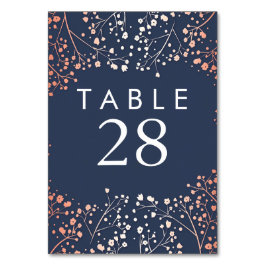 Roos Gold Baby's Breath Bruiloft Tafel Nummers Kaart