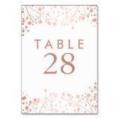 Roos Gold Baby's Breath Bruiloft Tafel Nummers Kaart (Achterkant)